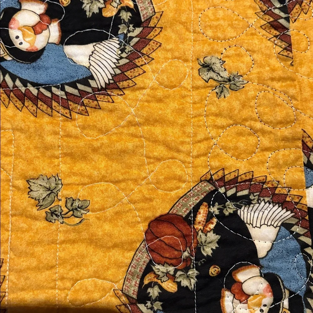 Patchwork Autumn Quilt with Harvest Motifs - Picture 5 of 6